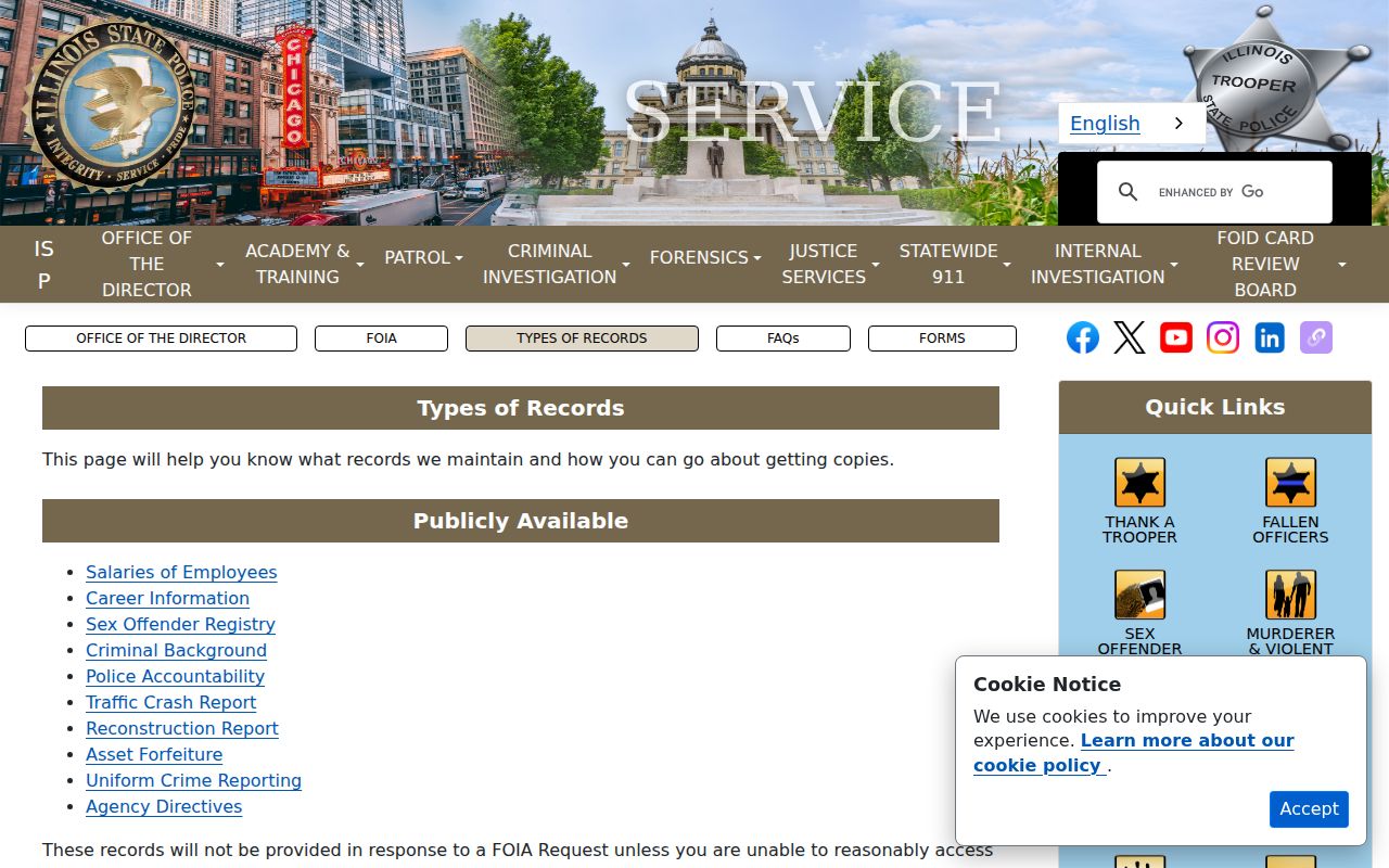 Illinois State Police record types and FOIA routing
