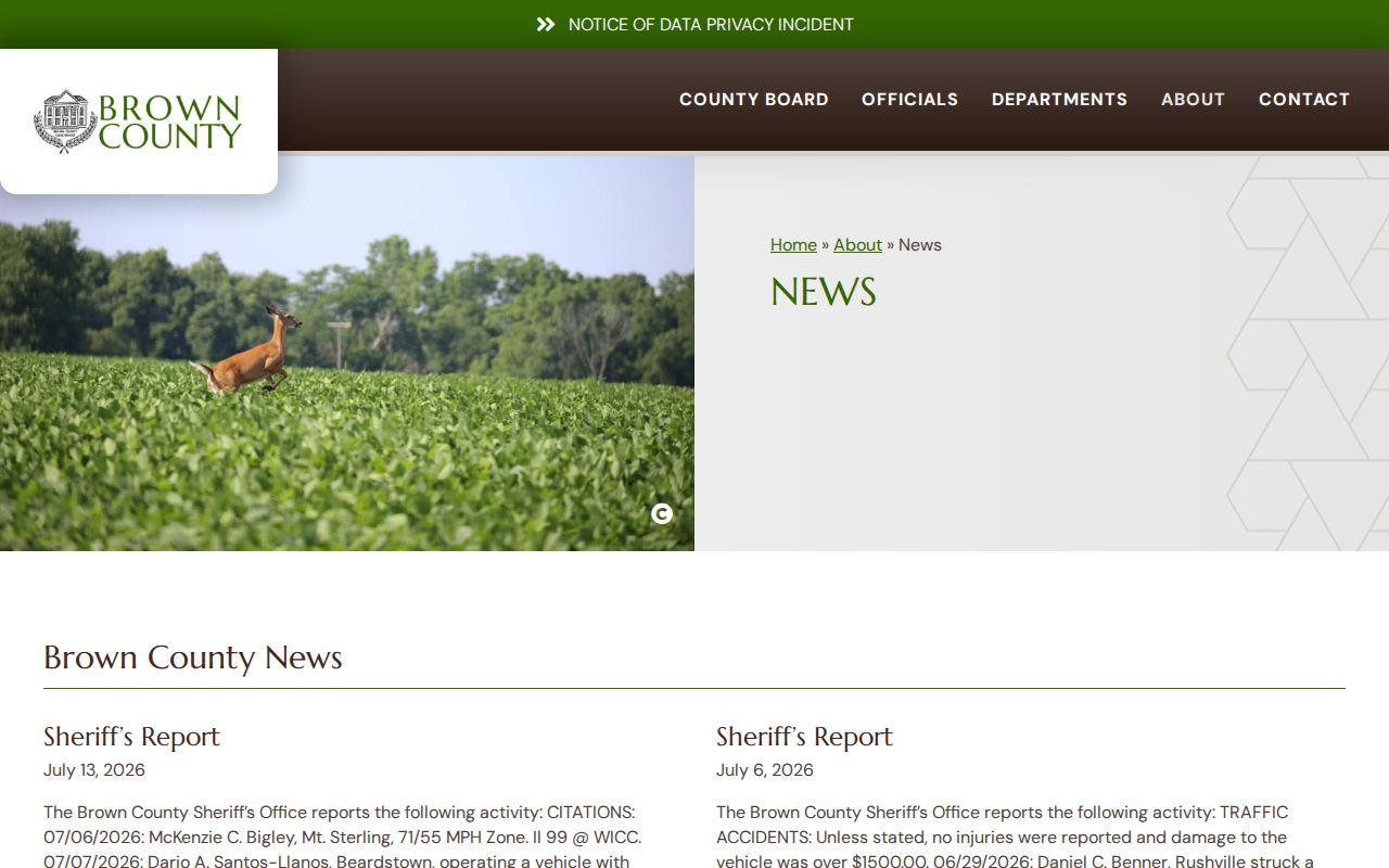 Brown County weekly Sheriff report archive