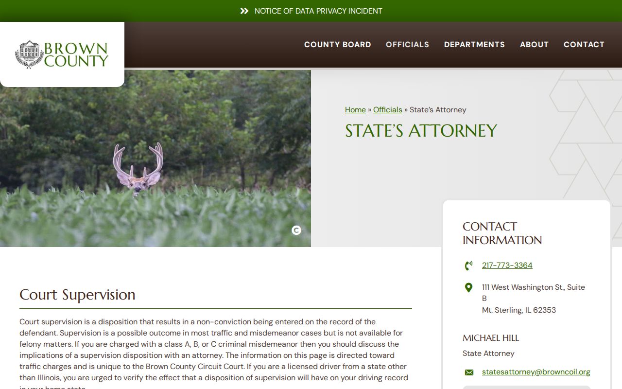 Brown County State's Attorney court supervision information