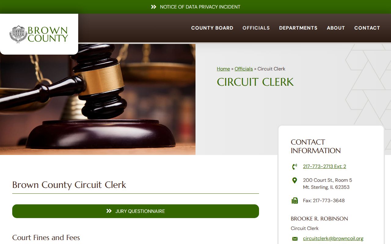 Brown County Circuit Clerk public court records page