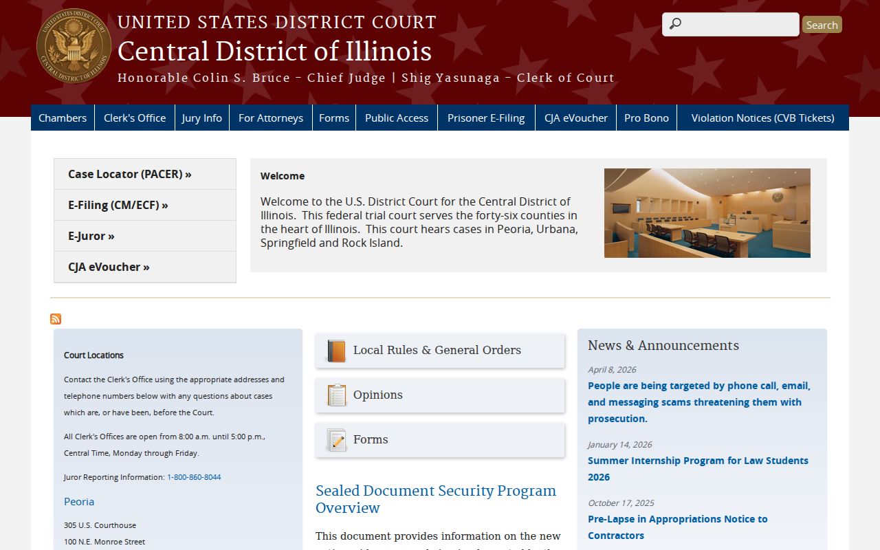 U.S. District Court Central District of Illinois website