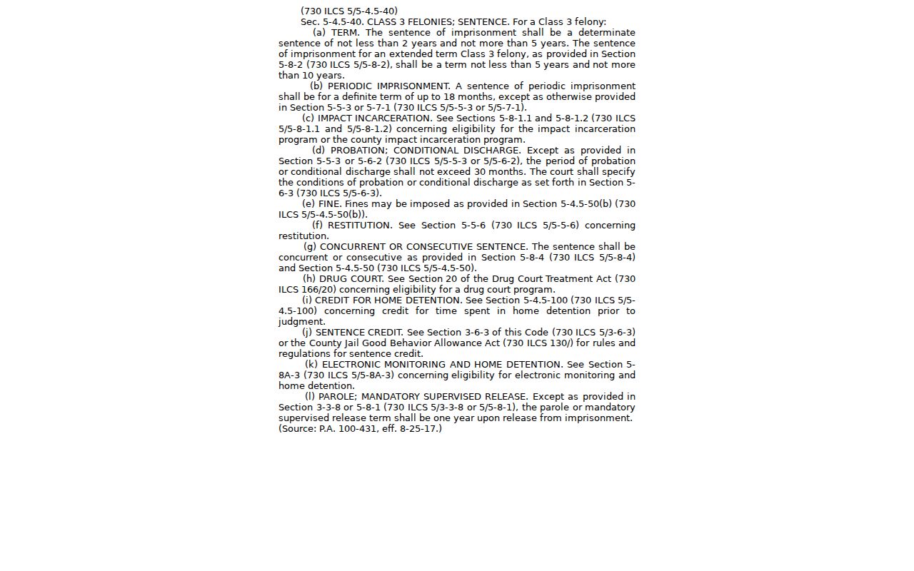 Ripley Brown County criminal history Class 3 felony statute